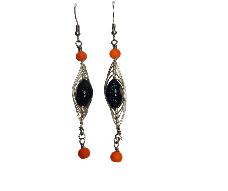 Orange & Cosmic Boho Dangle