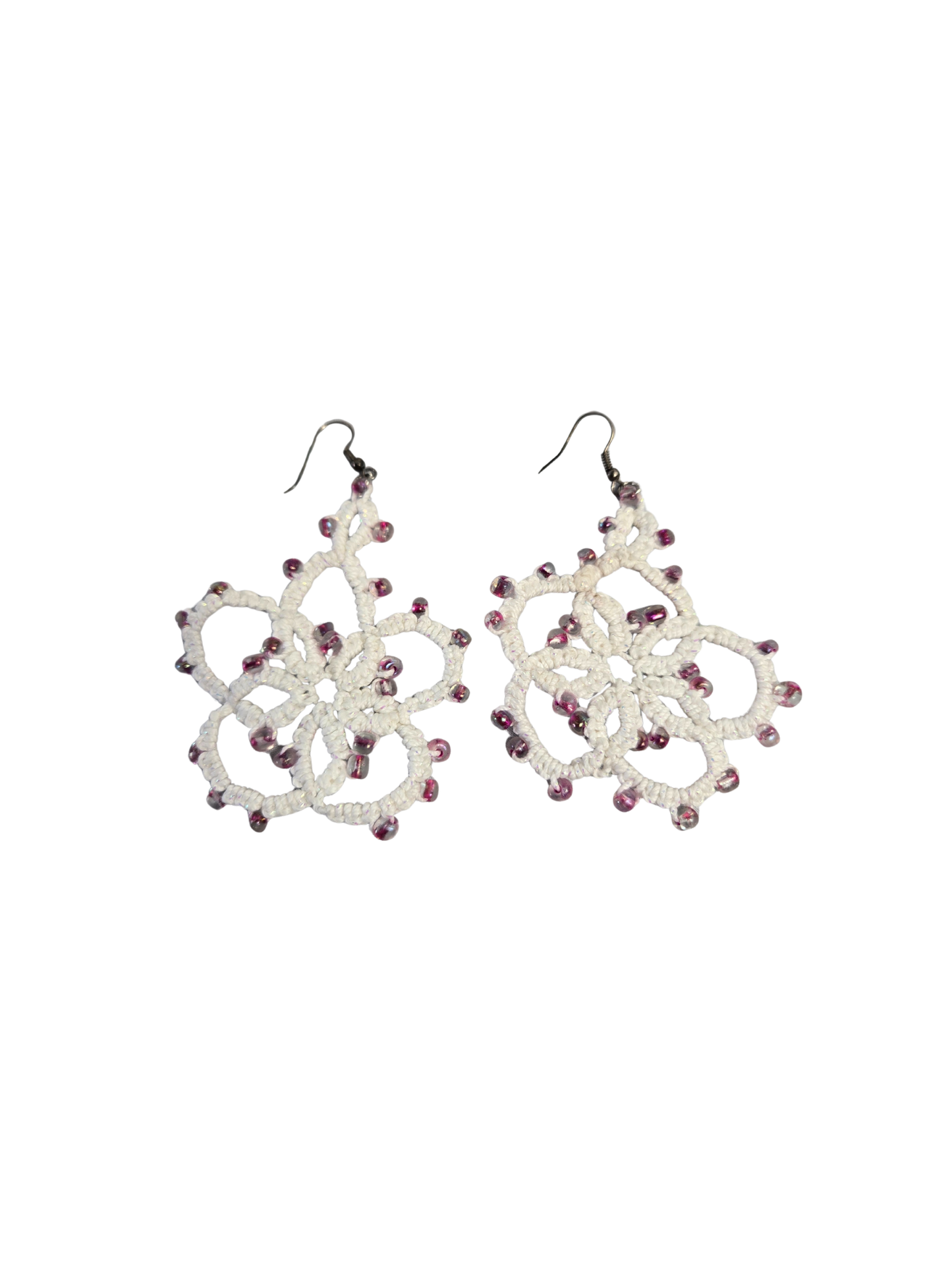 Tatted Lace Flower Earrings