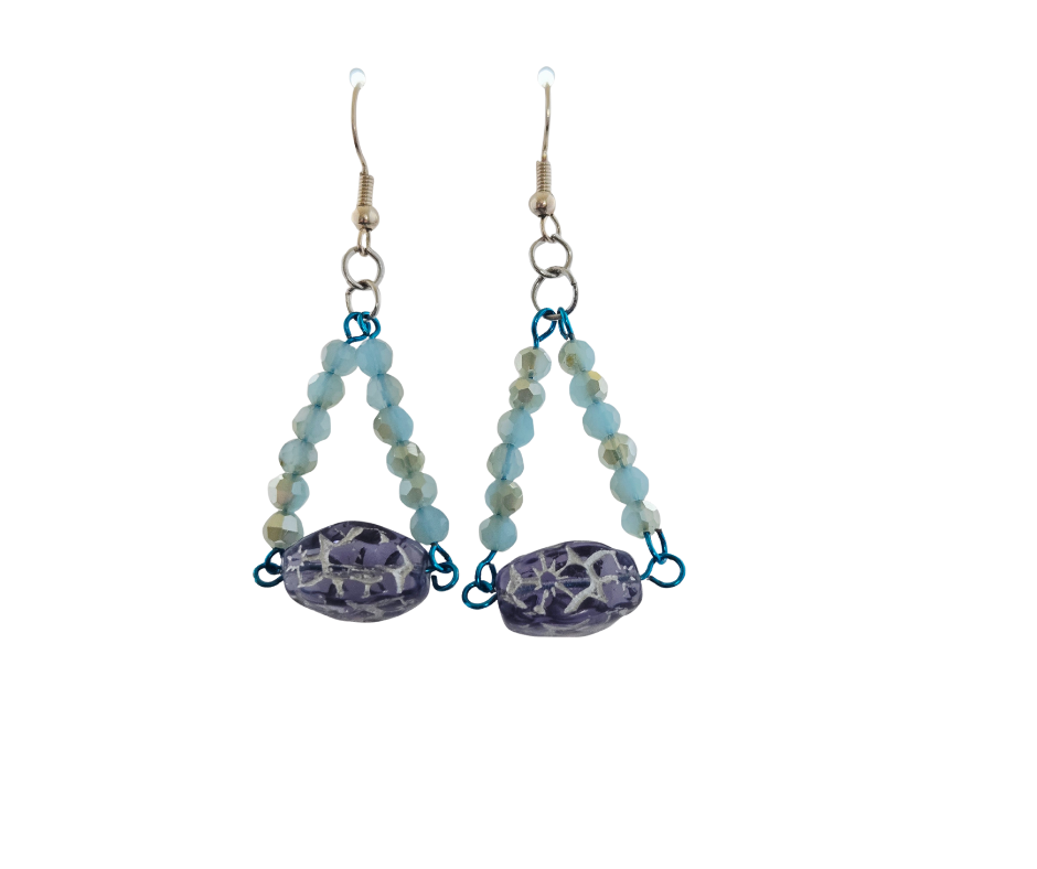 Light Blue Triangle Swing Dangle Earrings