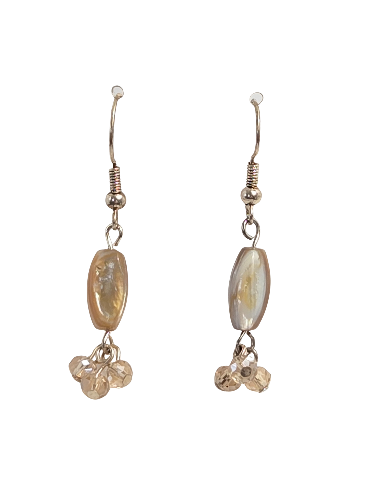 Shell & Crystal Bead Dangle Drop Earrings