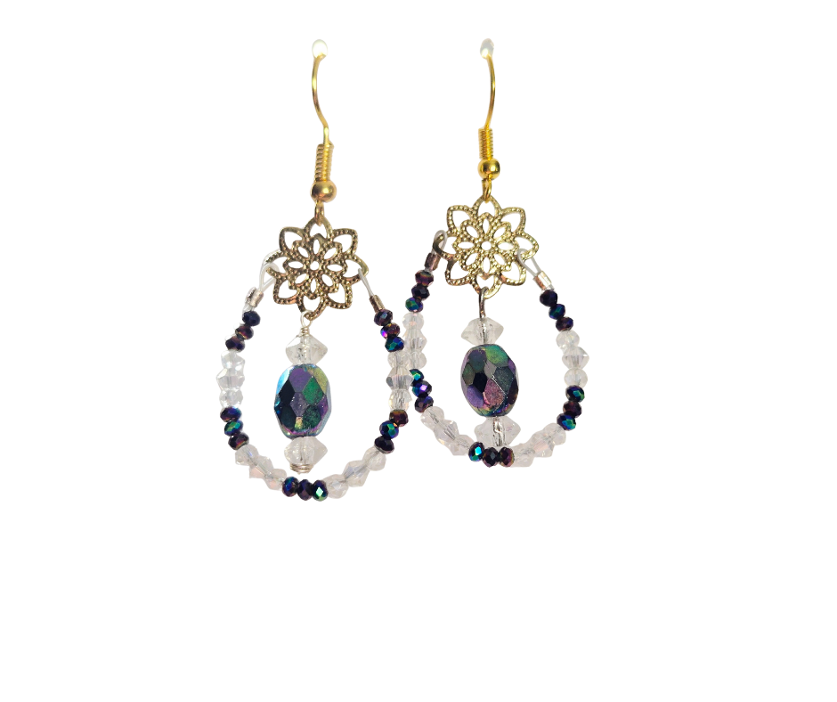 Black & Clear Drop Earrings