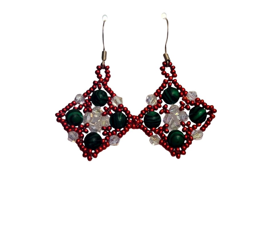 Woven Square Seed Bead Earrings