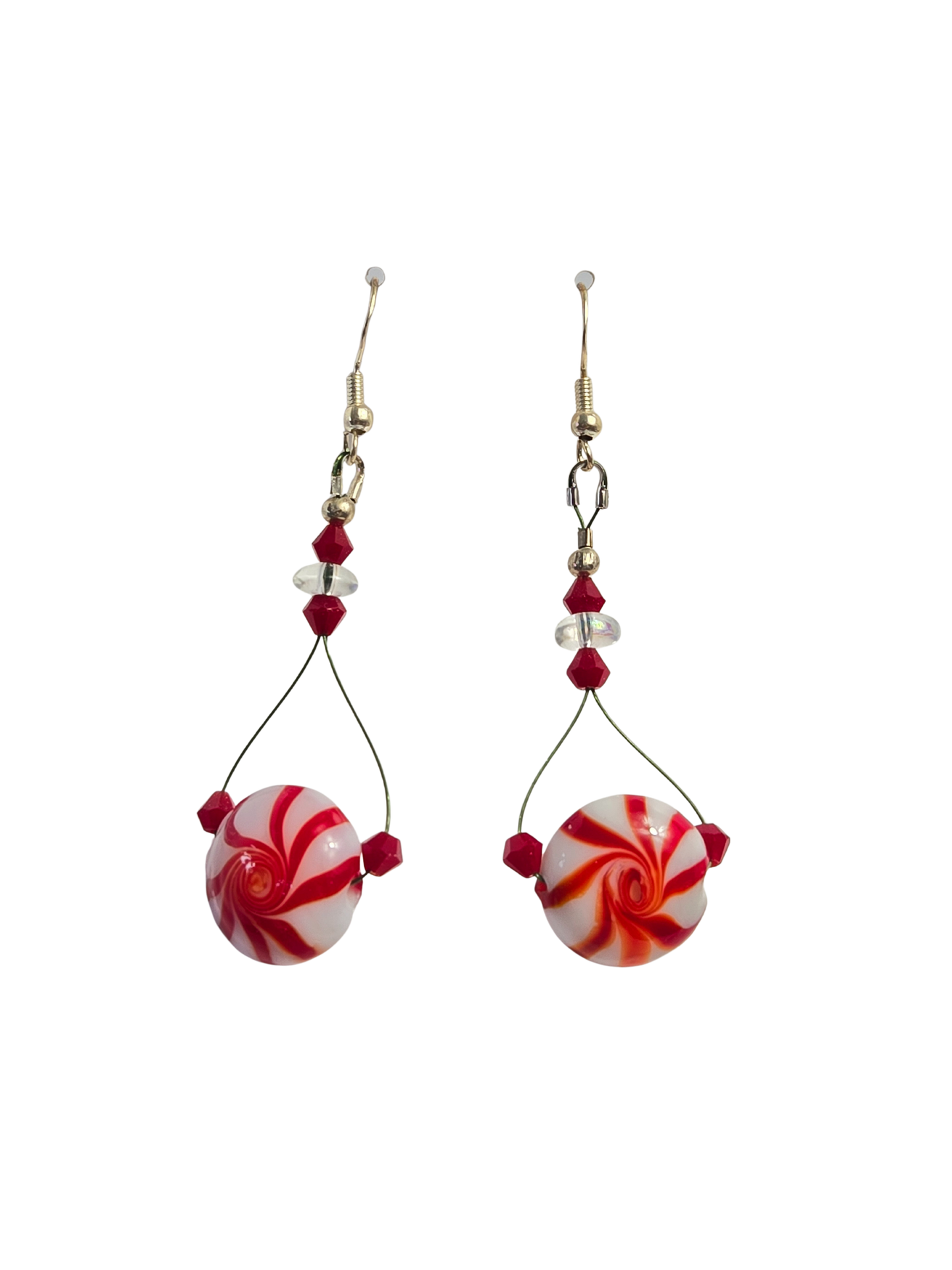 Peppermint Candy Bead Dangle Earrings