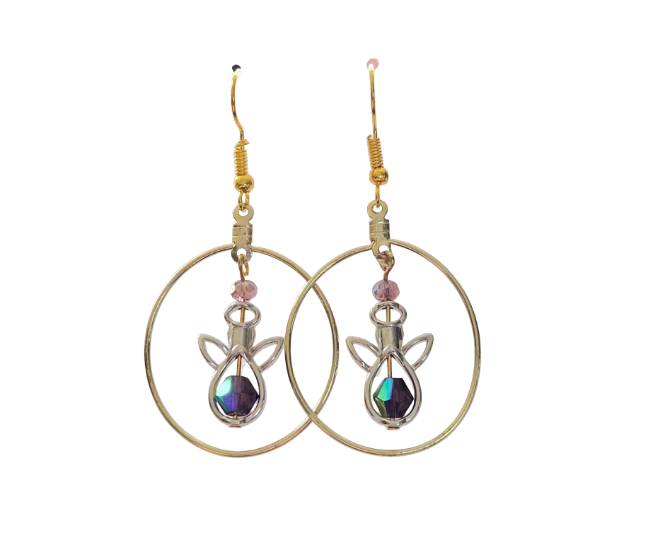 Purple Angel Hoop Earrings