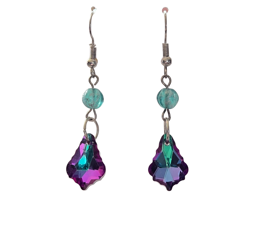 Blue & Multicolor Sparkling Teardrop Earrings