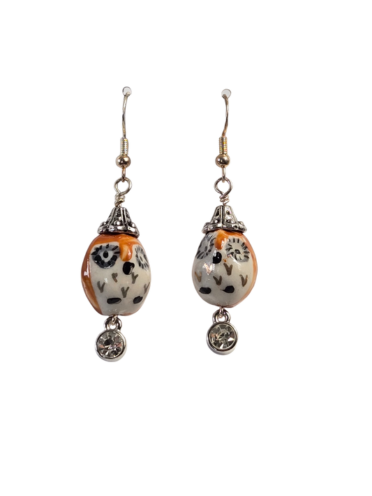 Handcrafted Ceramic Owl Dangle Earrings