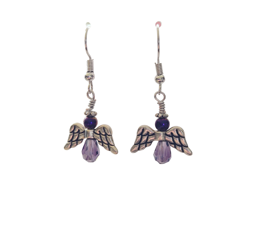 Purple Angel Earrings