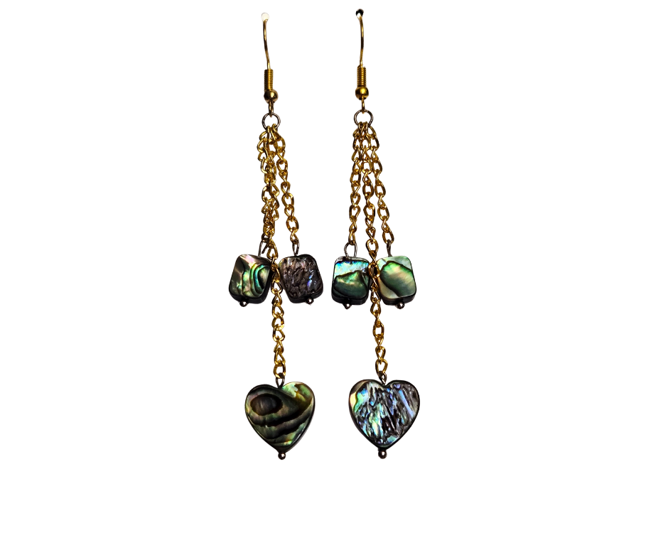 Abalone Rectangle & Heart Earrings