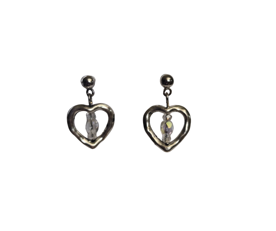 Crystal Sparkle Heart Stud Earrings