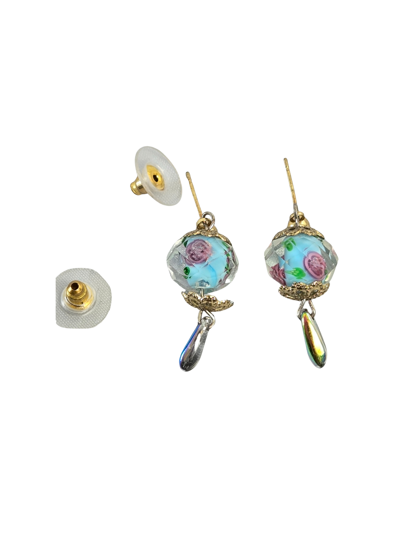 Lampwork Rose Dangle Earrings