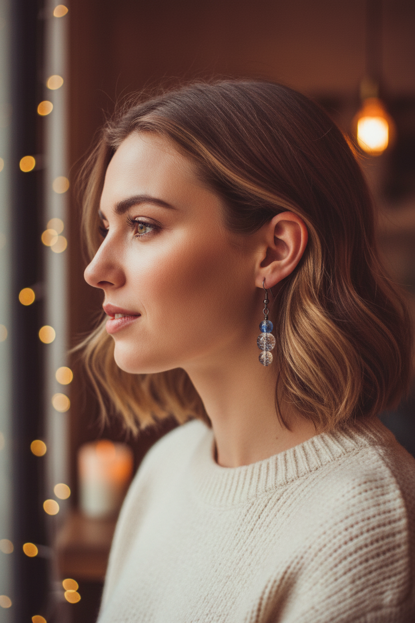 Crackle Bead Drop Earrings Lifestyle