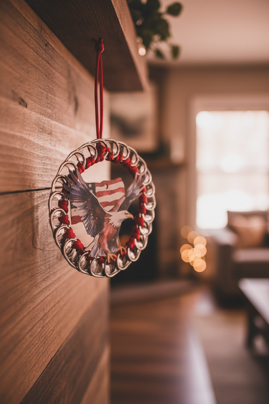 Eagle & Flag Beer Tab Ornament Lifestyle