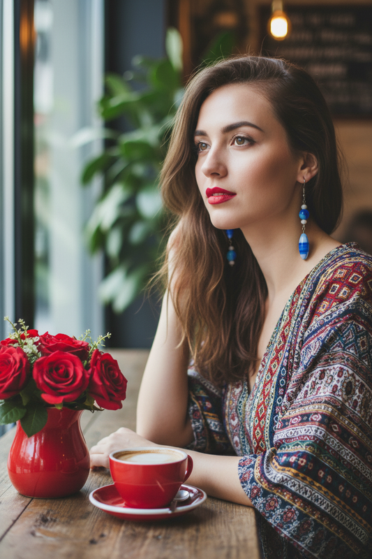 Handmade Boho Dangles Café Lifestyle