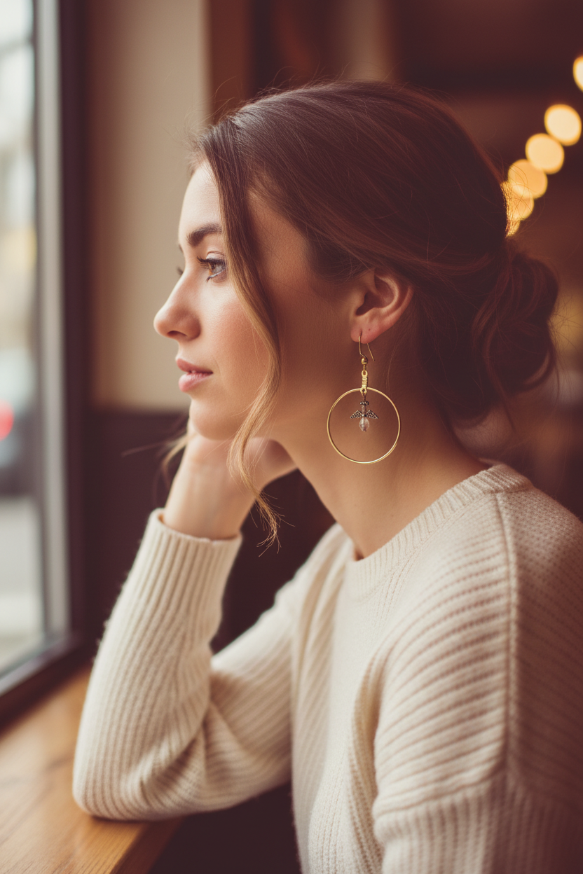 Looped Angel Dangle Earrings Lifestyle