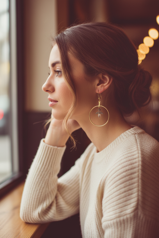 Looped Angel Dangle Earrings Lifestyle