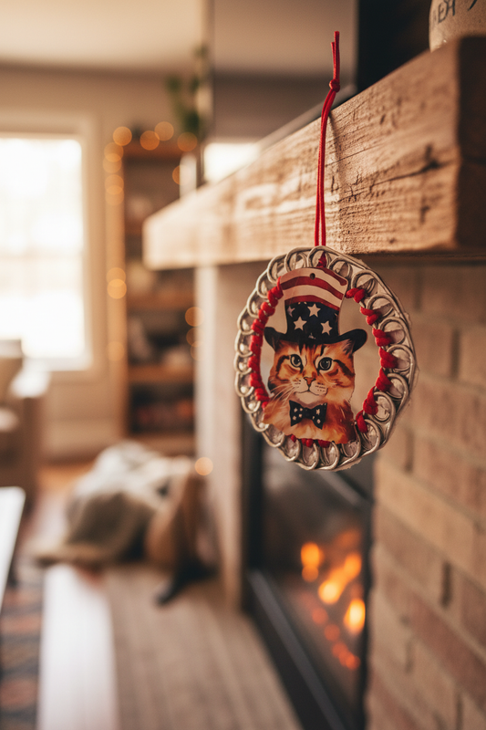 Patriotic Kitty Beer Tab Ornament Lifestyle