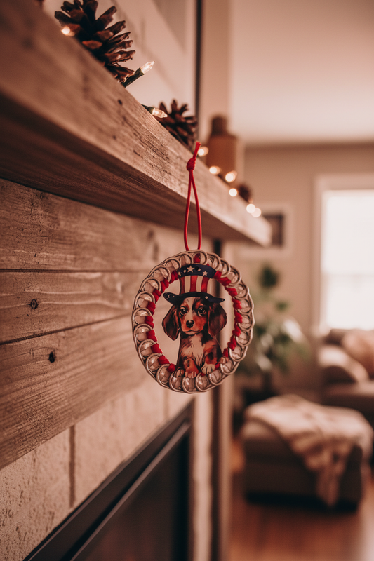 Patriotic Puppy Beer Tab Ornament Lifestyle