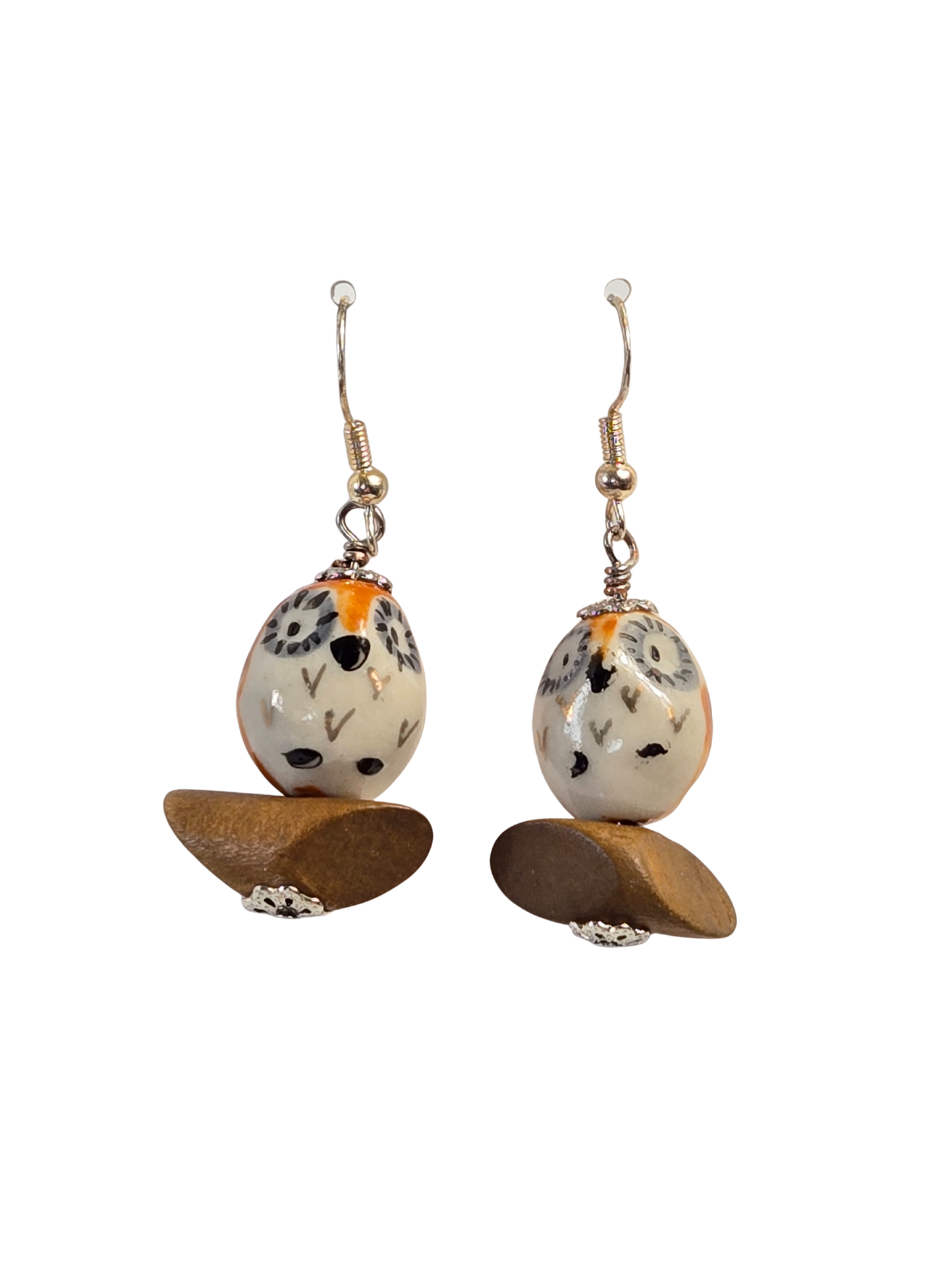 Handcrafted Ceramic Owl Dangle Earrings