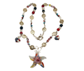 Red, White & Blue Patriotic Necklace – Glass Starfish Focal, 24" Handmade Chain