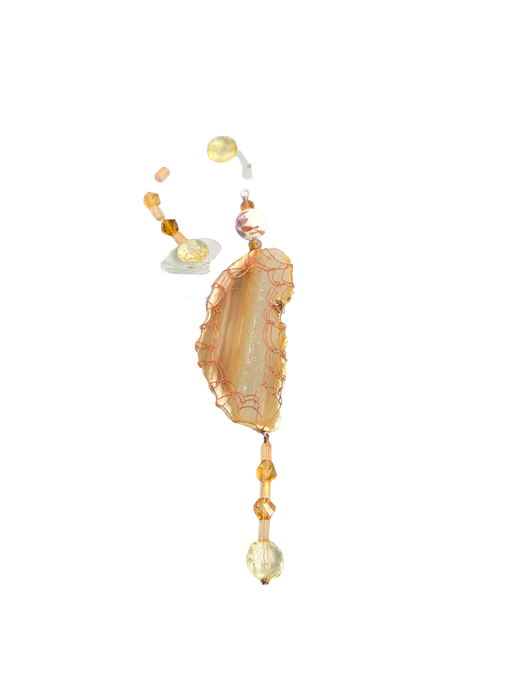 Handmade Amber & Brown Agate Suncatcher