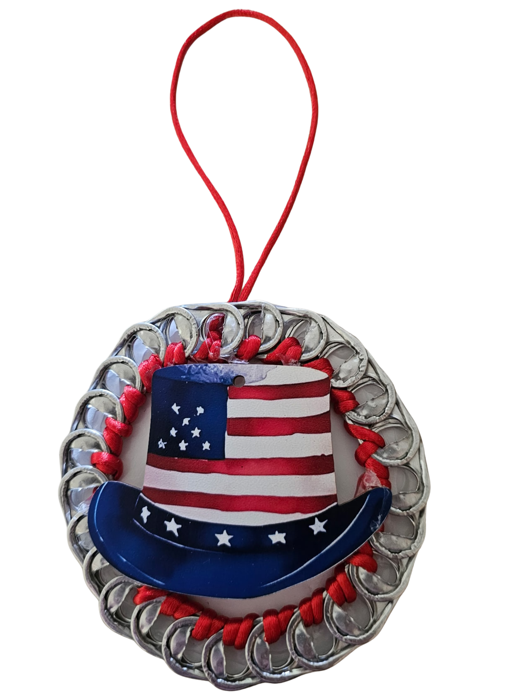 Patriotic Flag Hat Beer Tab Ornament