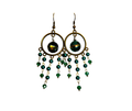 Blue Glass Pearl Cascading Hoop Earrings