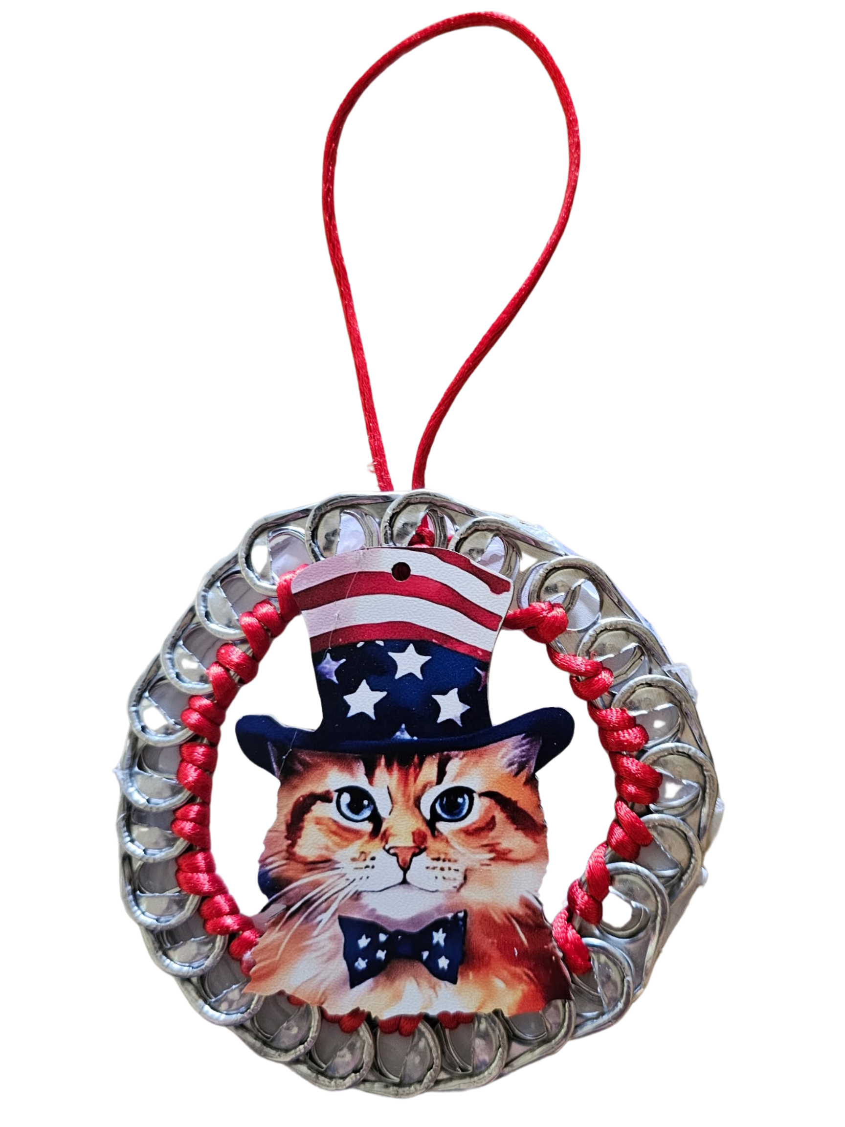 Patriotic Kitty Beer Tab Ornament