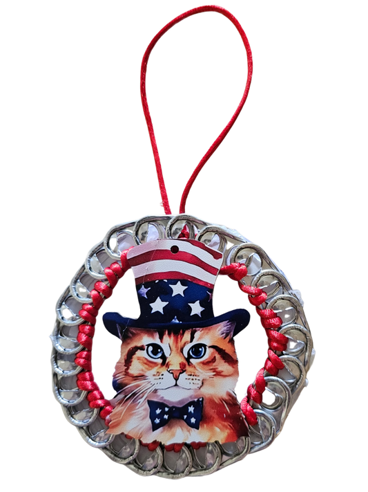 Patriotic Kitty Beer Tab Ornament