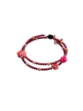 Pink Rose Memory Wire Bracelet | Handmade Floral Beaded Jewelry