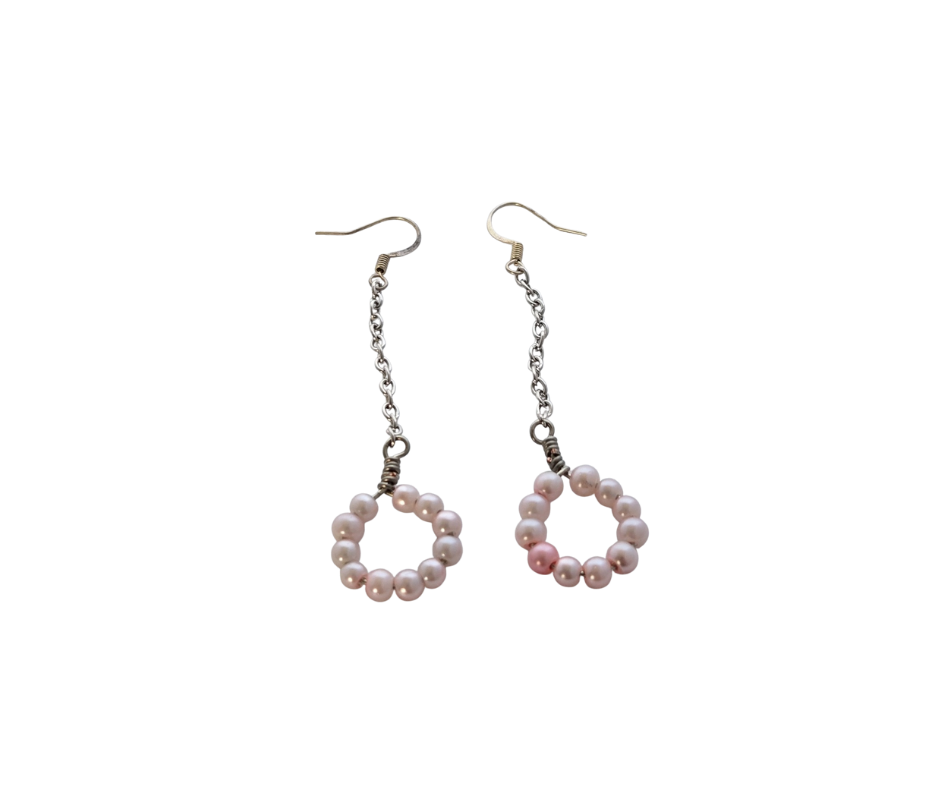 Pink Hoop Drop Earrings