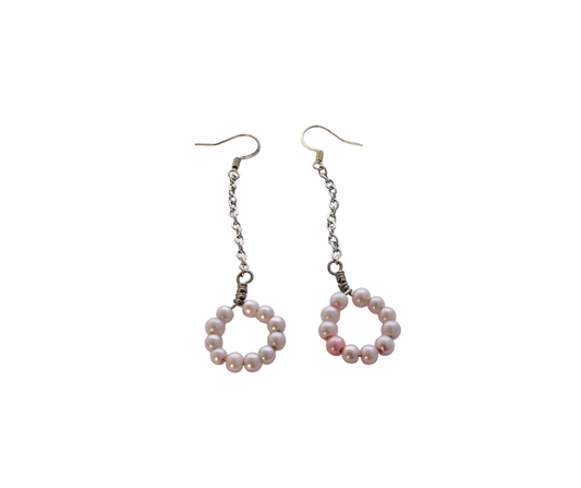 Pink Hoop Drop Earrings