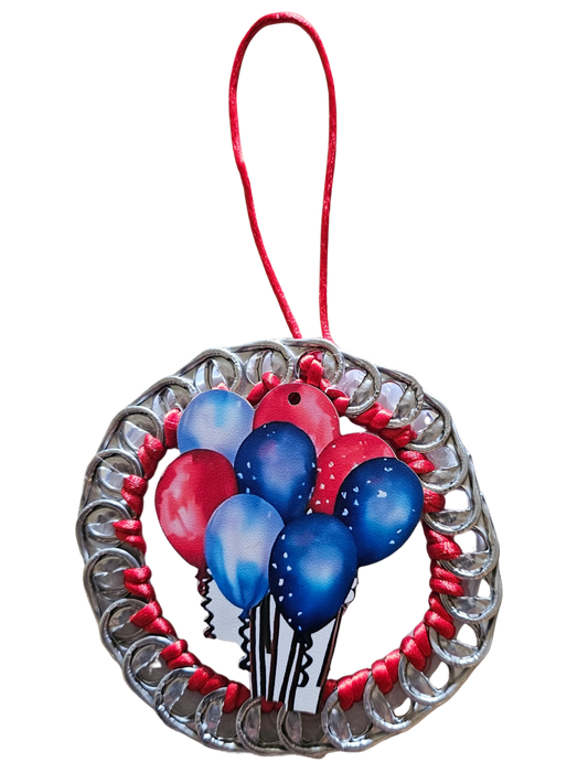 Patriotic Hot Air Balloon Beer Tab Ornament
