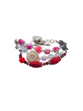 Triple Rose 3-Strand Beaded Bracelet | Handmade Romantic Floral Jewelry
