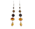 Tiger Eye & Brown Swirl Glass Bead Drop Earrings