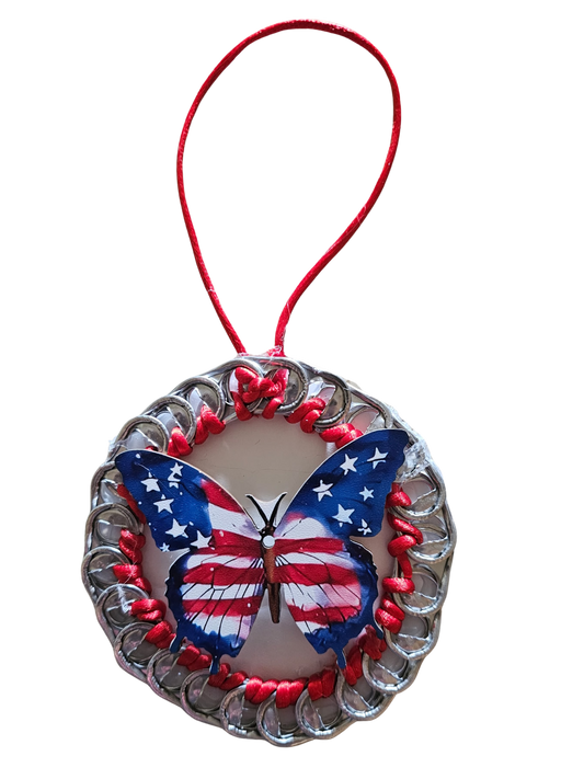 Patriotic Butterfly Beer Tab Ornament