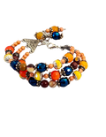 Carnelian & Mookaite 3-Strand Memory Wire Bracelet | Handmade Colorful Jewelry