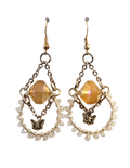 Amber & Crystal Bicone Butterfly Drop Earrings