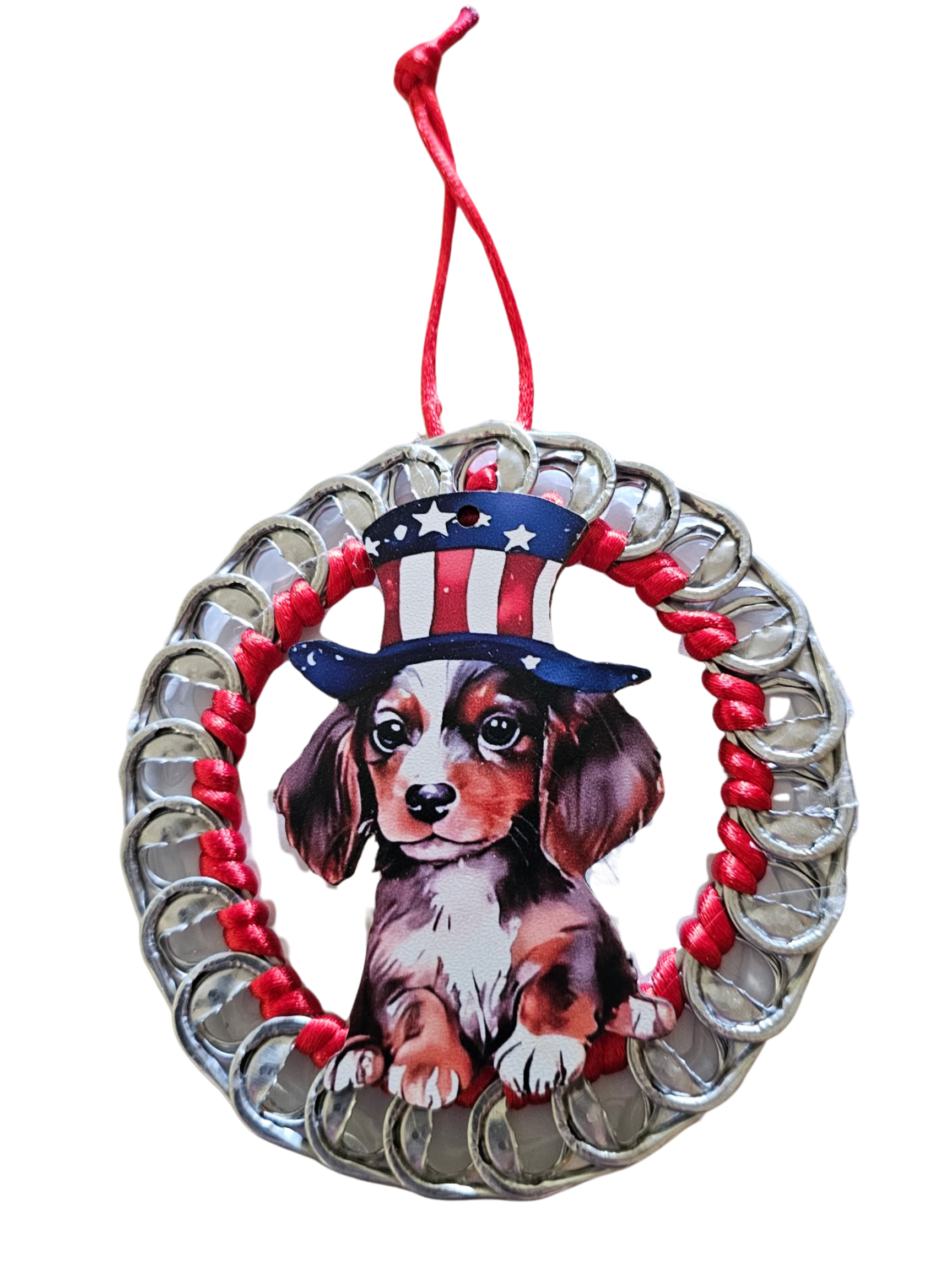 Patriotic Puppy Beer Tab Ornament