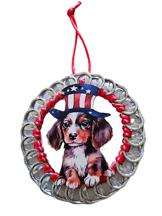Patriotic Puppy Beer Tab Ornament