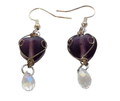 Purple Glass Heart Earrings