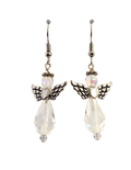 Crystal Angel with Silver Heart & Wings Drop Earrings