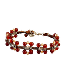 Carnelian & Crystal Wire-Knotted Leather Bracelet | Handmade Boho Jewelry