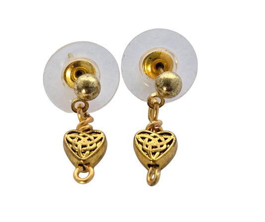 Gold Celtic Knot Heart Post Earrings | Dainty Stud Drops