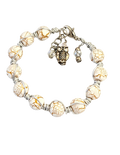 Pulsera de Búho Envuelto en Alambre – Cuentas Craqueladas con Aspecto de Madera, Colgantes de Cristal y Cierre de Palanca