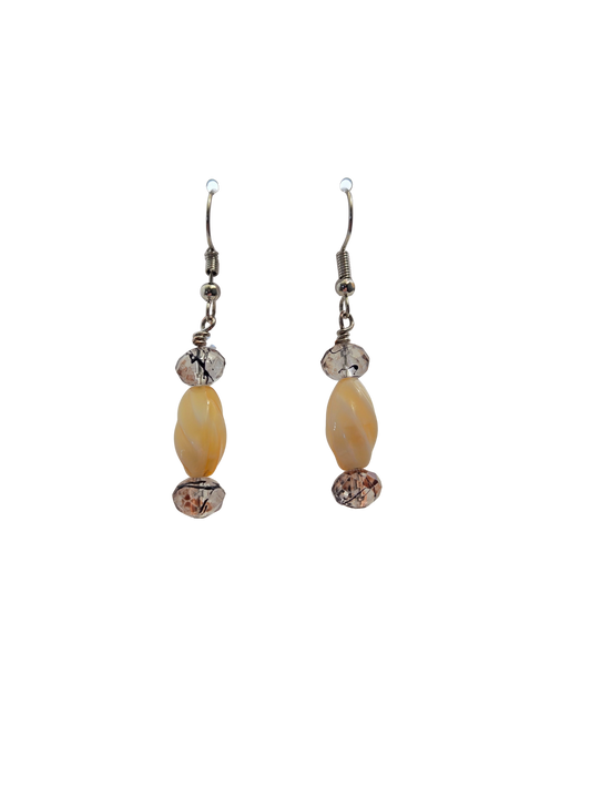 Cream & Brown Speckle Boho Dangle