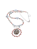 Collar de cadena hecho a mano con cuentas craqueladas blancas y lágrima de cristal – 63,5 cm