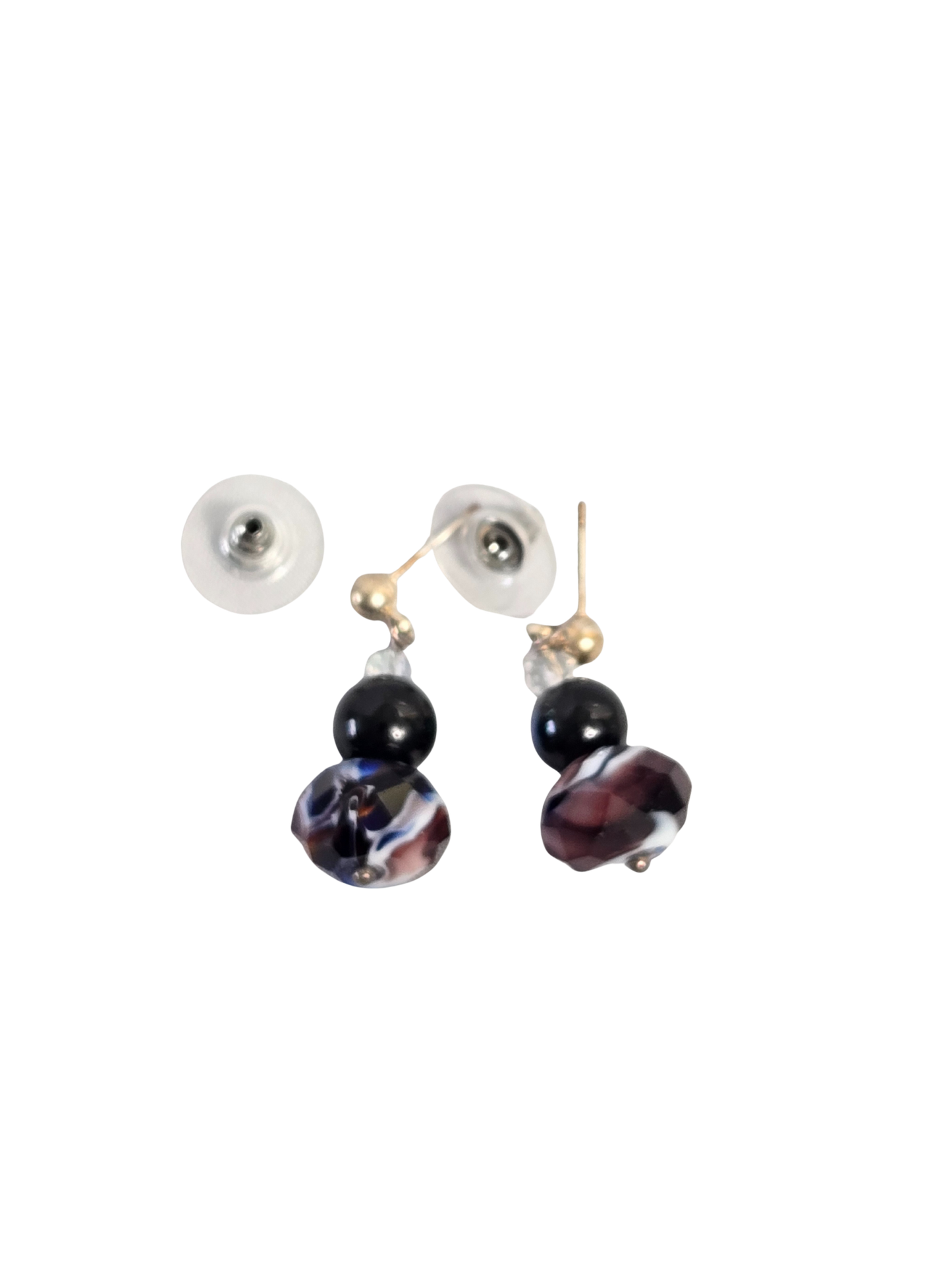 Triple Stack Glass Bead Stud Earrings