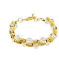 Spring Wire-Wrapped Gold Bracelet – Clear Druk Beads & Toggle Clasp
