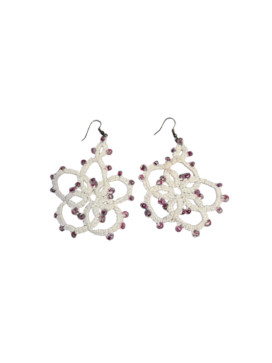 Tatted Lace Flower Earrings