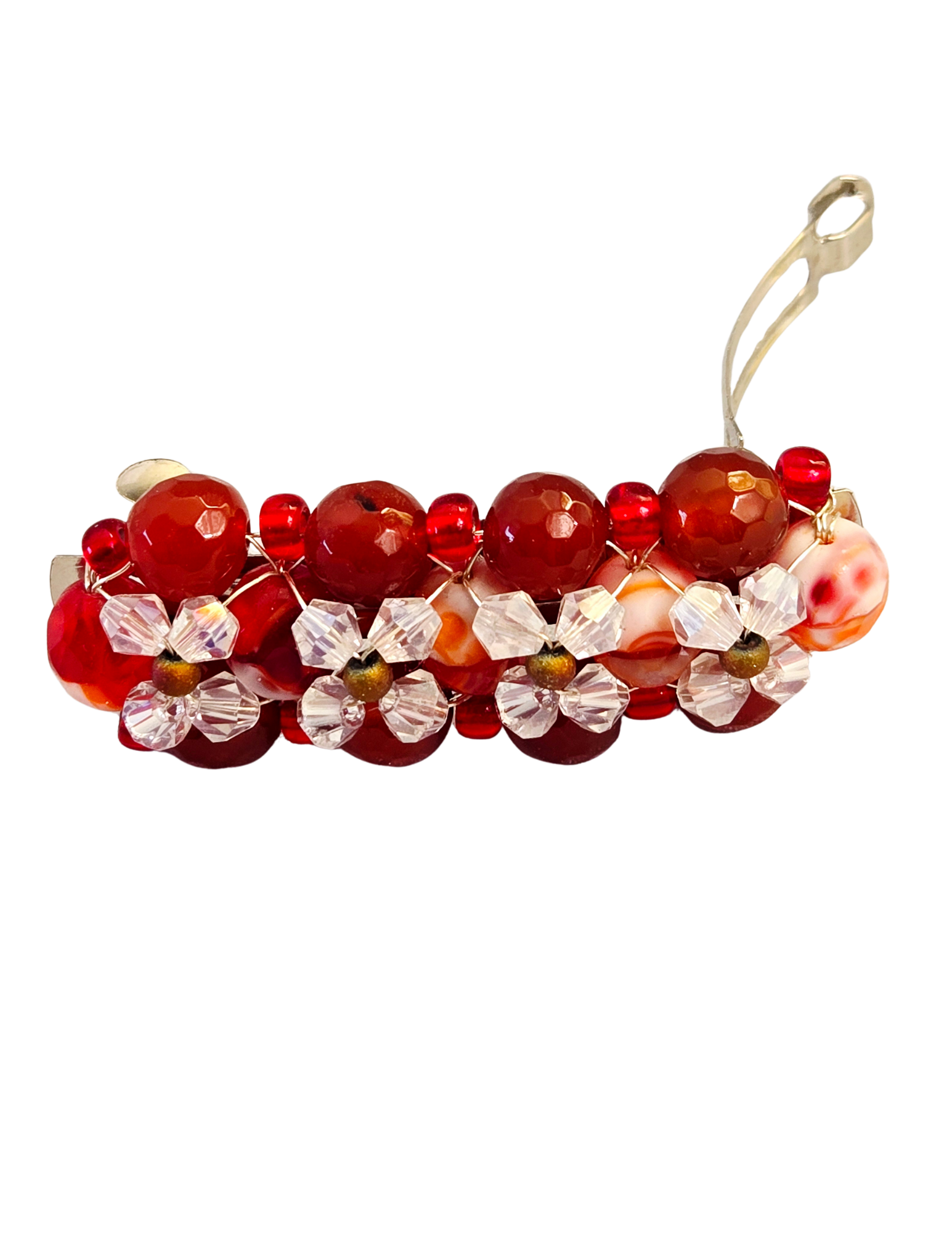 Red & Crystal AB Wire-Wrapped Barrette